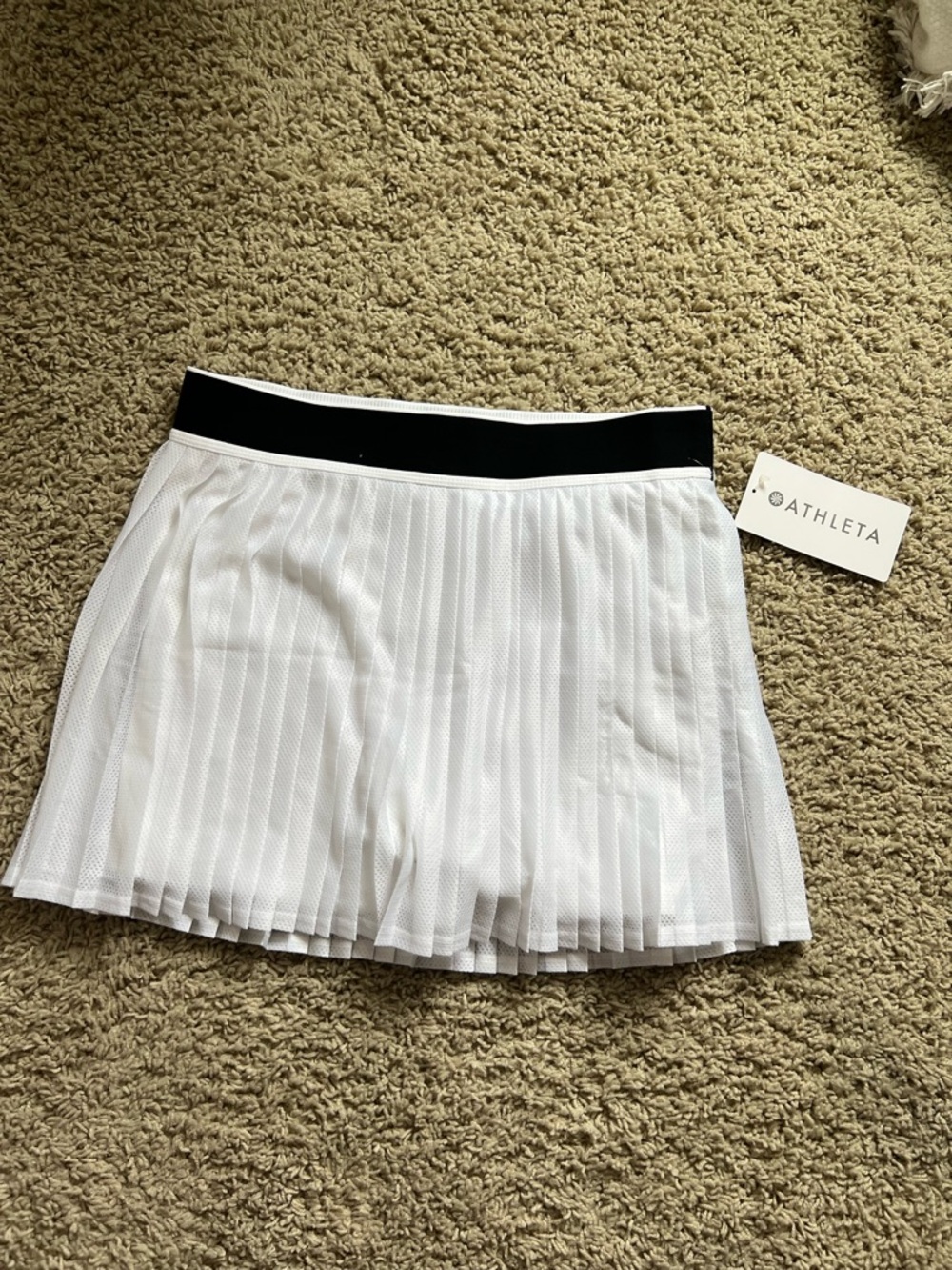 Athleta White Pleated Skirt with Black Waistband - Picture 2 of 7